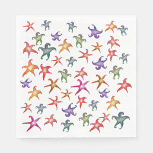 Étoiles de mer colorées, serviette en papier étoil