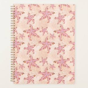 Étoiles de mer et corail motif pastel rose