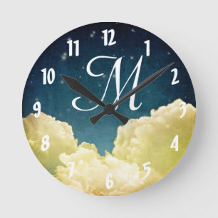Etoiles de vue céleste Monogramme Horloge murale i