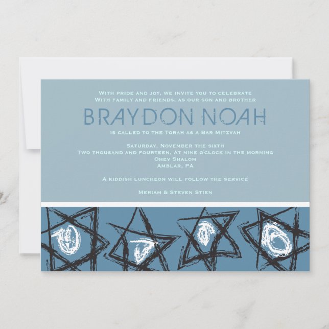 ÉTOILES DESSINÉES À LA MAIN Bat mitzvah Invitation (Devant)