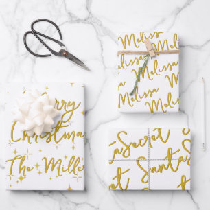 Étoiles d'or et étincelles Papier d'emballage pers