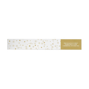 Étoiles et flocons de neige   Étiquette Gold Holid