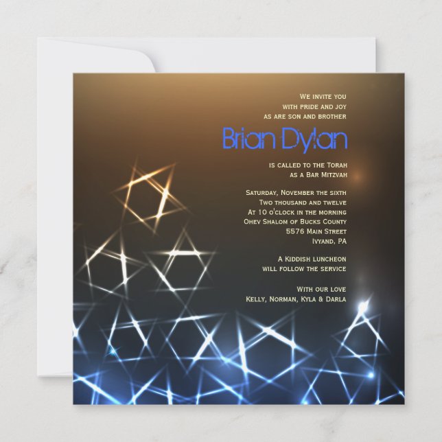 ÉTOILES et LUMIÈRES Invitation Bat mitzvah de la b (Devant)