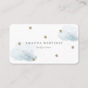 Étoiles et nuages Simple Carte de visite blanc