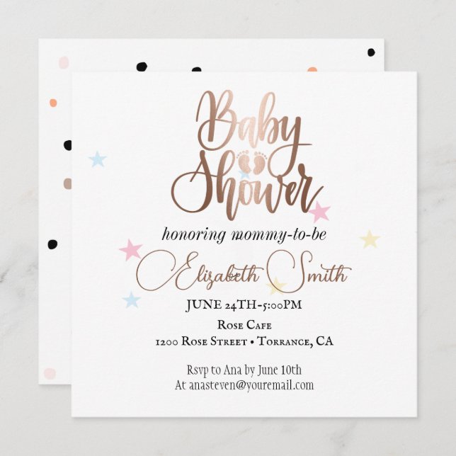 Étoiles et points pour votre invitation de princes (Devant / Derrière)