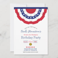 Étoiles et rayures Invitation de fête d'anniversai