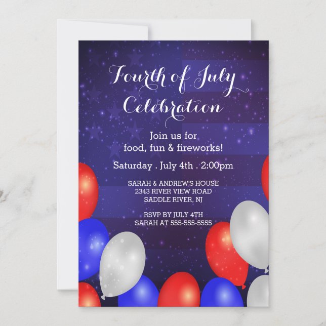 Étoiles et rayures modernes 4 juillet Invitation (Devant)
