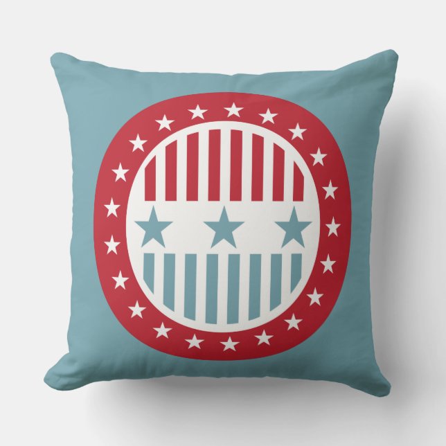 Étoiles et rayures Patriotique 4 juillet Coussin (Recto)