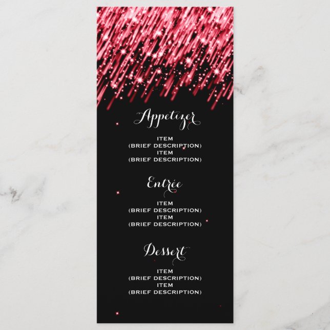 Étoiles filantes élégantes de menu de mariage (Devant)