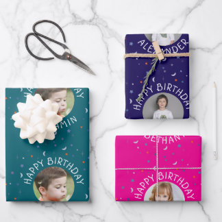 Étoiles Lune Papier à papier d'enveloppement Sun J