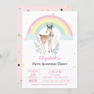 Étoiles Magique Rainbow Reindeer Invitation Annive