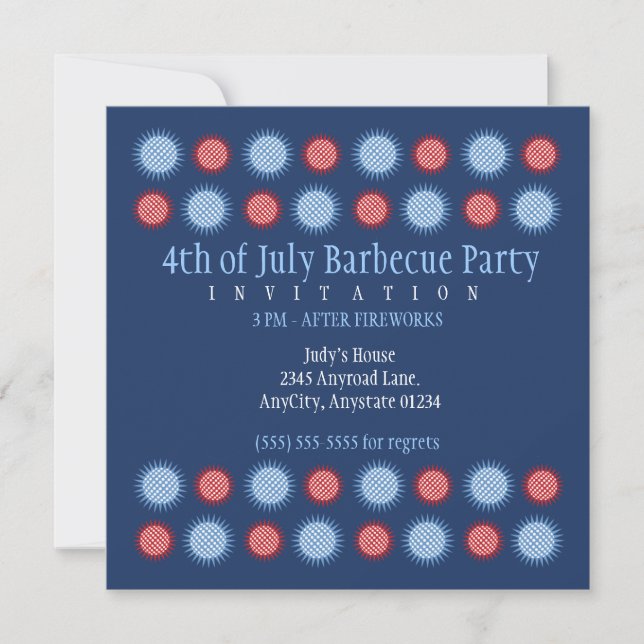 Étoiles mielleuses 4 juillet Invitations du parti (Devant)