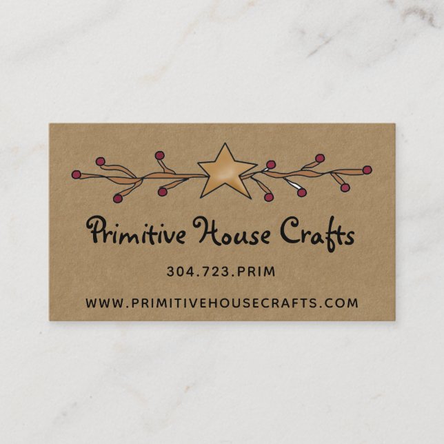 ÉTOILES PRIMITIVES & BERRIES SUR KRAFT CARTE DE VI (Devant)