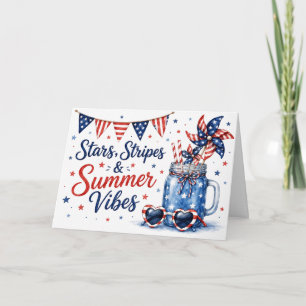 Étoiles, Rayures et Vibes d'Été Carte de vœux patr