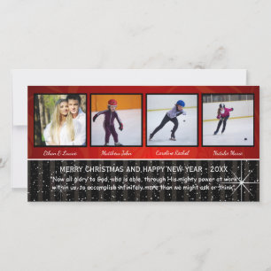 Étoiles Rouges/Noires 4 Photos - Carte de Noël