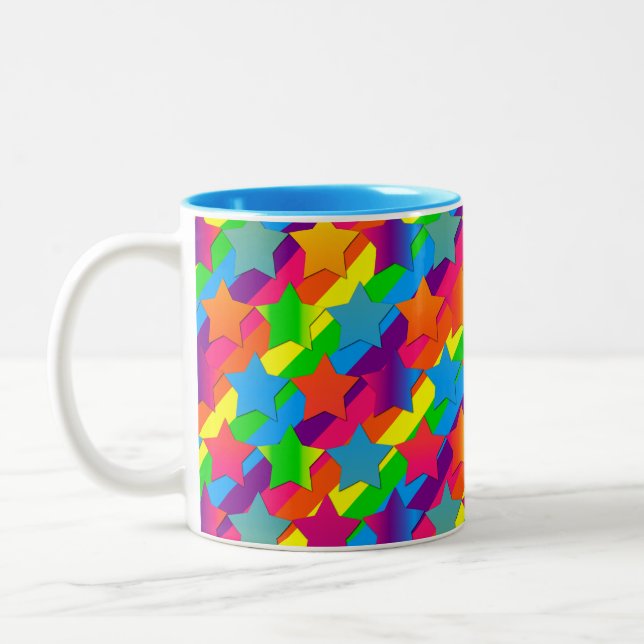 Étoiles sur les bandes-deux tones de café Mug (Gauche)