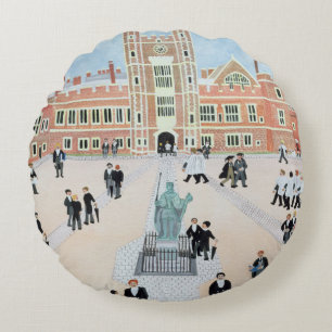 Eton College School Yard 1991 Round Pillow