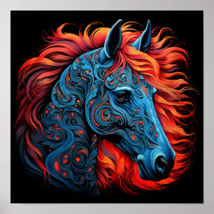 Étonnant poster de cheval arabe coloré