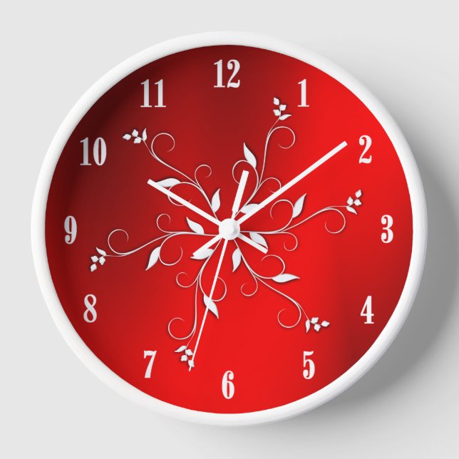 Étonnant Rouge Blanc Numéros Accent Carré Horloge  (Recto)