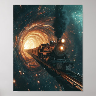 Étonnant Sci-Fi Steampunk Train Poster Voyage-Temp