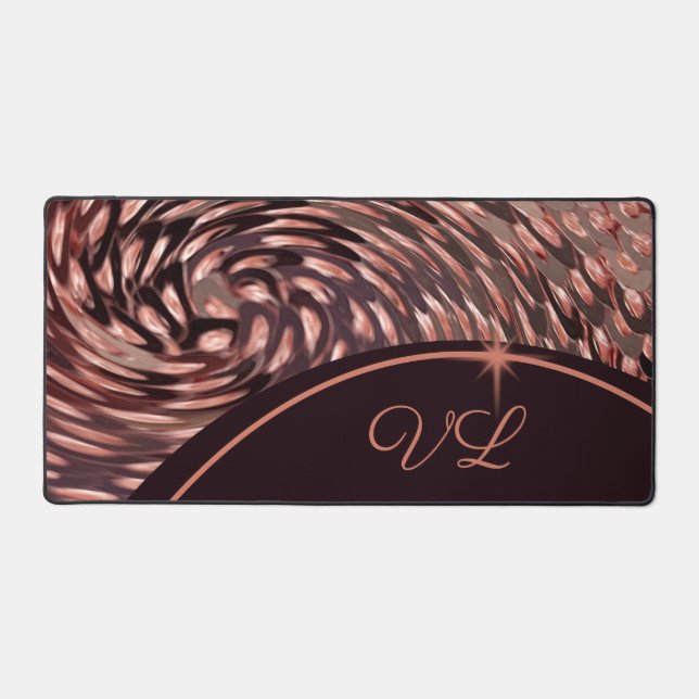 Étonnant Swirl Faux Rose Gold Initiales personnell (Recto)