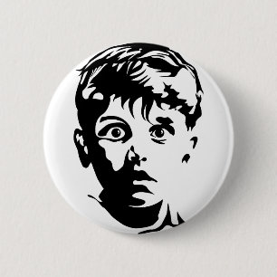 Étonné Boy Graphic Art Stencil Bouton Badge Pin
