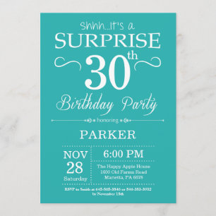 Étonnez la 30ème invitation Teal d'anniversaire et