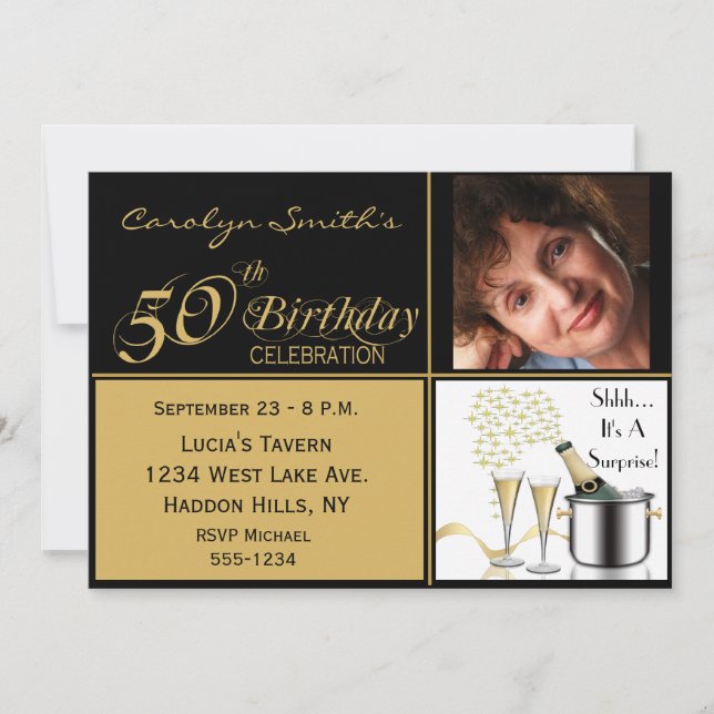 Étonnez les cinquantième invitations de fête (Devant)