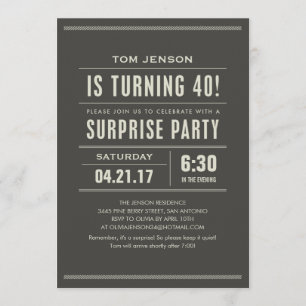 Étonnez les quarantième invitations d'anniversaire