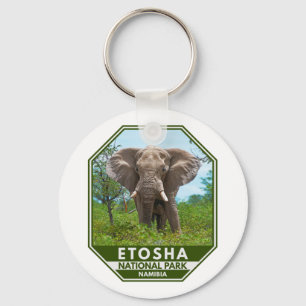 Etosha National Park Namibia Elephant Watercolor Keychain