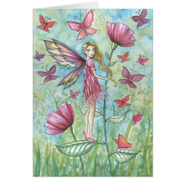 Étrange Poppies d'été Fairy Butterfly Art (Devant)
