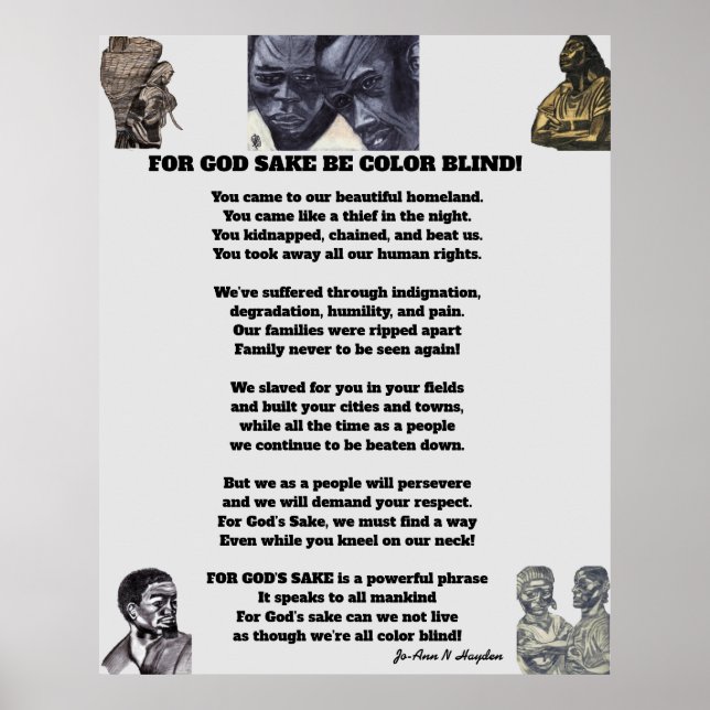 ÊTRE AVEUGLE DE COULEUR POUR DIEUX SAKE poster (Devant)