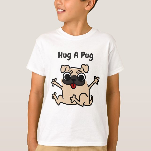 Étreignez un T-shirt de chien de carlin (Devant)