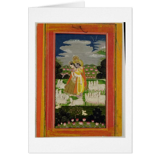 Étreinte de Radha et de Krishna dans un landscap (Devant)