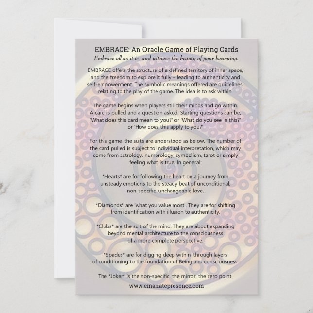 ÉTREINTE : un jeu d'Oracle des cartes de jeu (Devant)