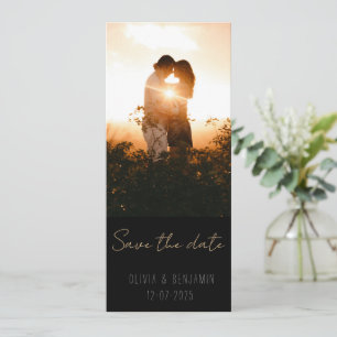 Étroite carte Save the Date minimaliste 2 photos