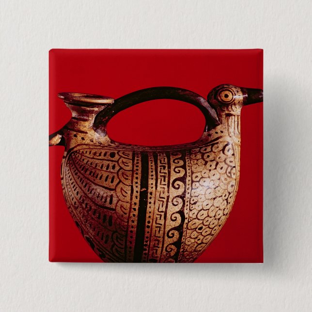 Etruscan askos in the shape of a duck 2 inch square button (Front)