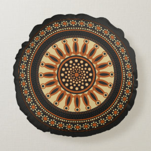 Etruscan Bucchero Solar Mandala Accent  Round Pillow