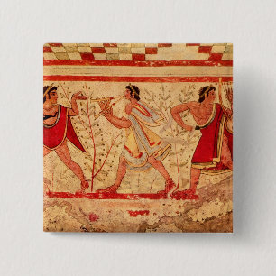 Etruscan musicians 2 inch square button