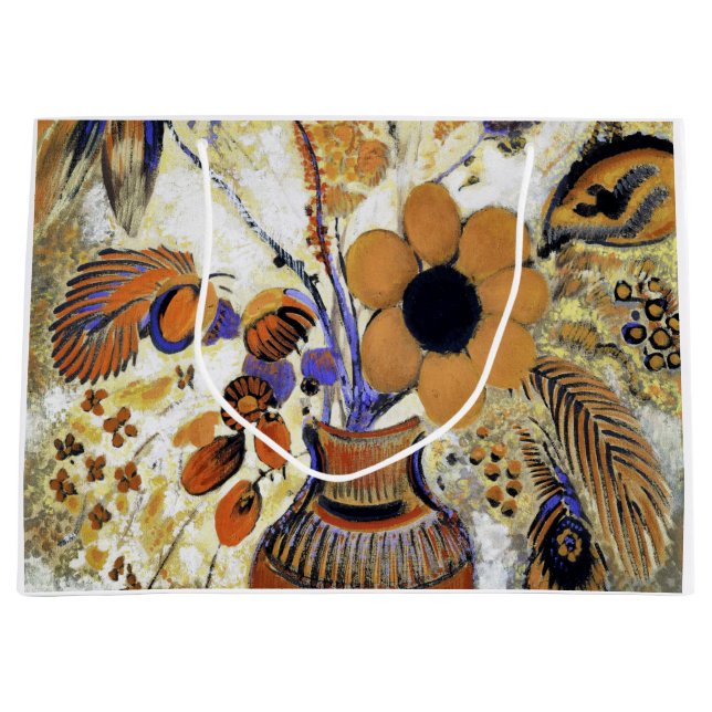 Etruscan Vase with Flowers, Redon Large Gift Bag (Front)