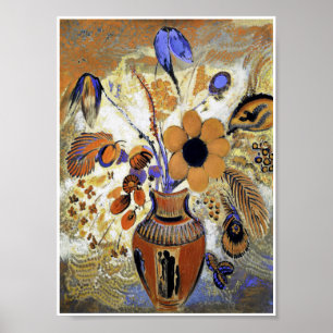 Etruscan Vase with Flowers, Redon Poster