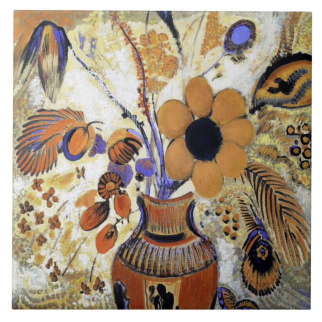 Etruscan Vase with Flowers, Redon Tile (Front)