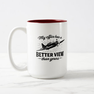 etter View Pilot WWII Plane Humor Tee Two-Tone Coffee Mug