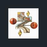 Etude 8. Lighthouse 3d. Canvas Print<br><div class="desc">"Etude 8. Lighthouse" evolved: a striking transition from a minimalist avant-garde sketch to a photorealistic 3D masterpiece. In this 3D improvisation, the geometric forms are reimagined as a precious relic. The composition features polished carnelian spheres, inlaid turquoise, and slices of natural banded agate set within an ornate, filigree bronze frame....</div>