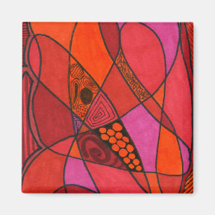 "Étude en rouge" Aimant Abstrait