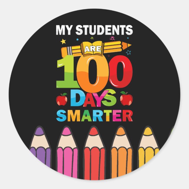 Étudiants 100 Jours Smarter Classic Round Sticker (Devant)