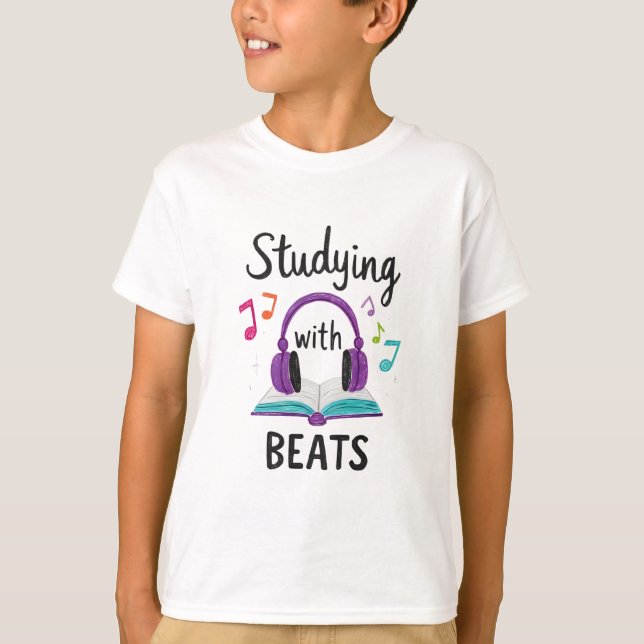Étudier avec des Beats - T-shirt musique étudiante (Devant)