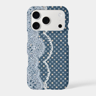 Étui à motifs carreaux et dentelle bleue pour télé