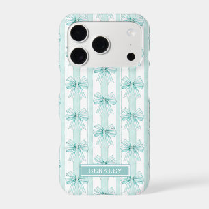 Étui à rabat monogramme Aqua Coquette sur rayures