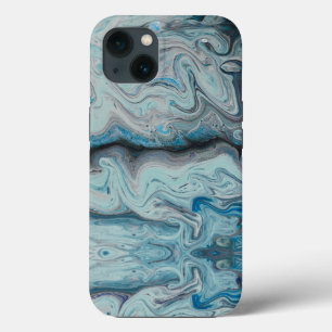 Étui bleu abstrait en marbre pour iphone 13.